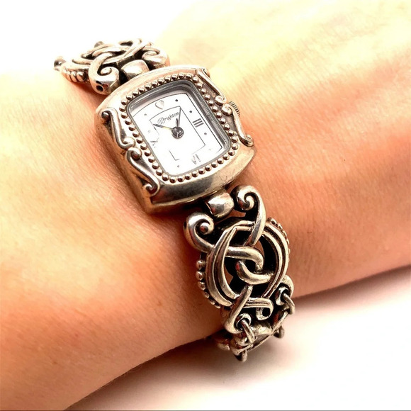 Brighton Rosarita watch.  New battery silver plated.  Beautiful square face. - Picture 2 of 7